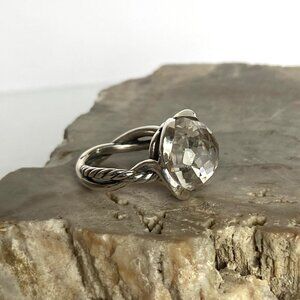David Yurman Sterling Silver 925 Continuance Ring Faceted Crystal Quartz Sz 7